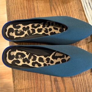 Rothy's Teal Loafers with Leopard Print Insole